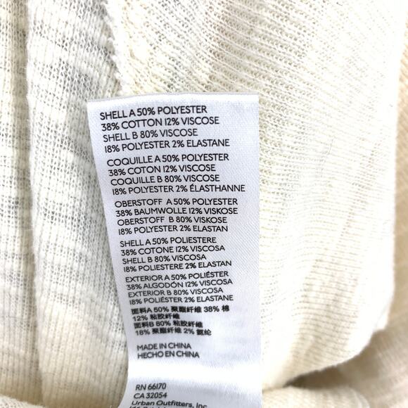 Anthropologie Pilcro V-Neck Slub Knit Long Sleeve Top Sz M Gray Cream Plaid Back - Picture 6 of 6